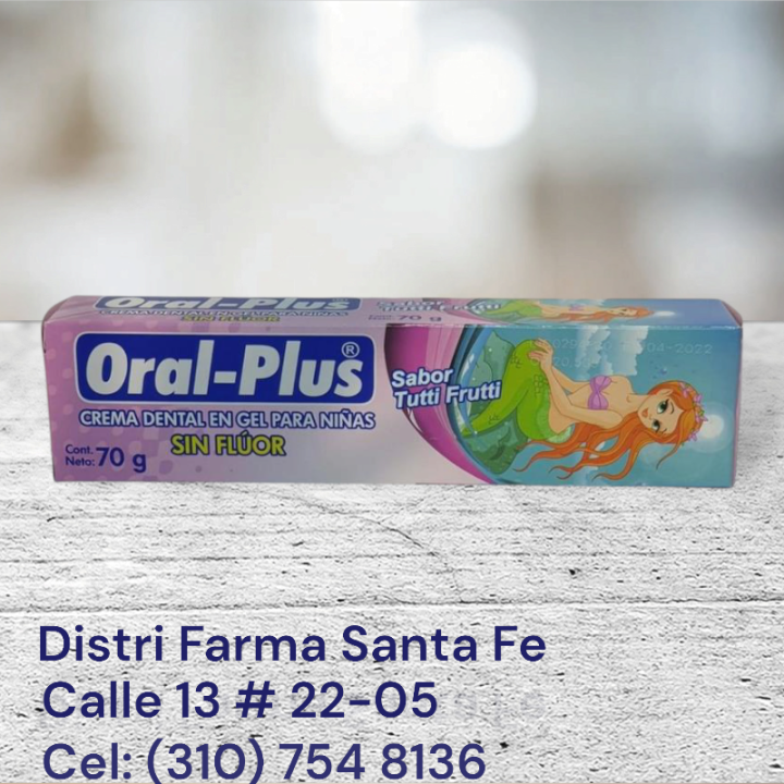 CREMA DENTAL KIDS ORAL-PLUS SIN FLUOR X 70GR (IVA)