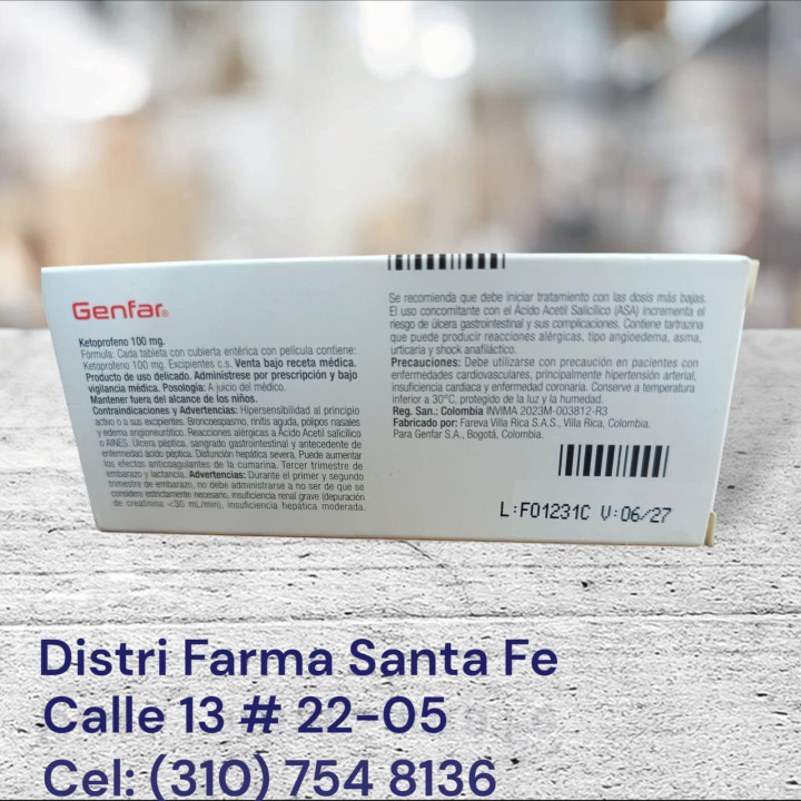 KETOPROFENO GF 100MG X 30 TABLETAS