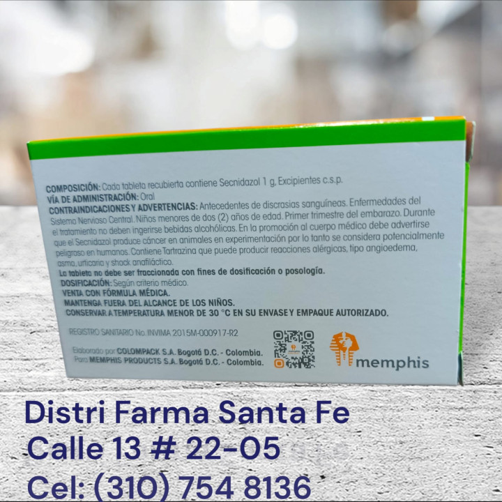 SECNIDAZOL MEMPHIS 1GR X 10 TABLETAS