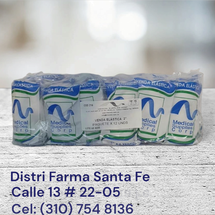 VENDA ELASTICA 3" X 5 YARDAS (COLOR BLANCO)