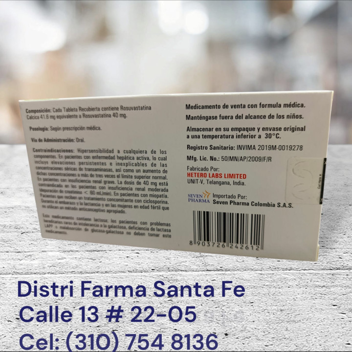 ROTAVIN 40MG X 30 TABLETAS (ROSUVASTATINA)