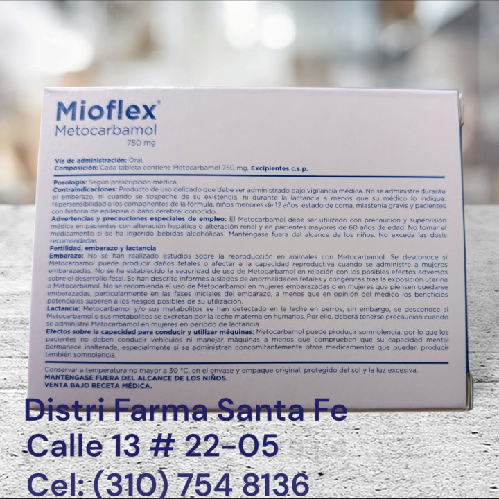 MIOFLEX 750MG X 20 TABLETAS (METOCARBAMOL)