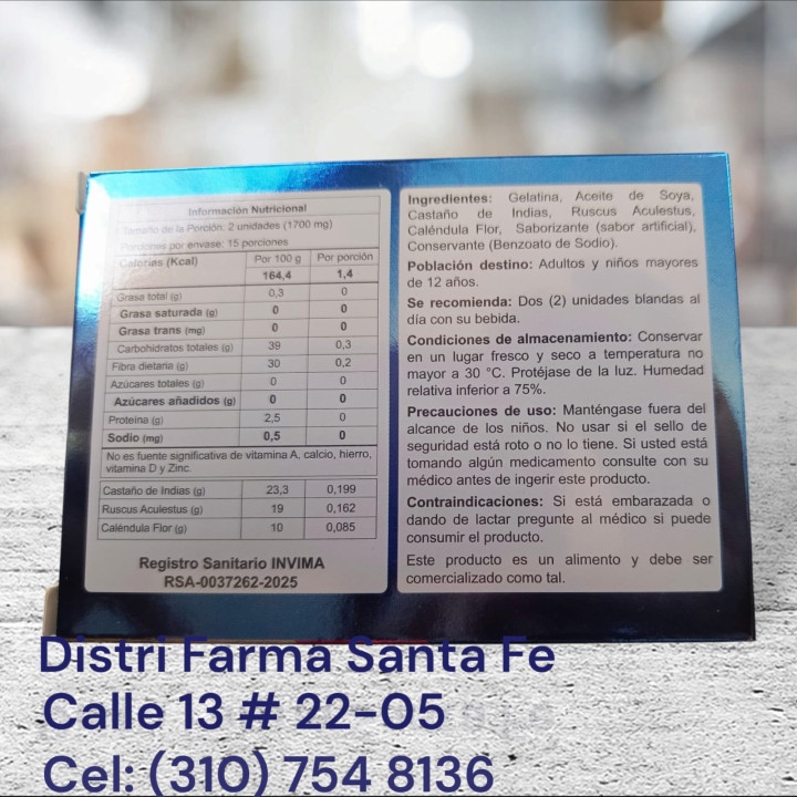 RUSCUS 600MG X 30 CAPSULAS (HEMORROIDES)