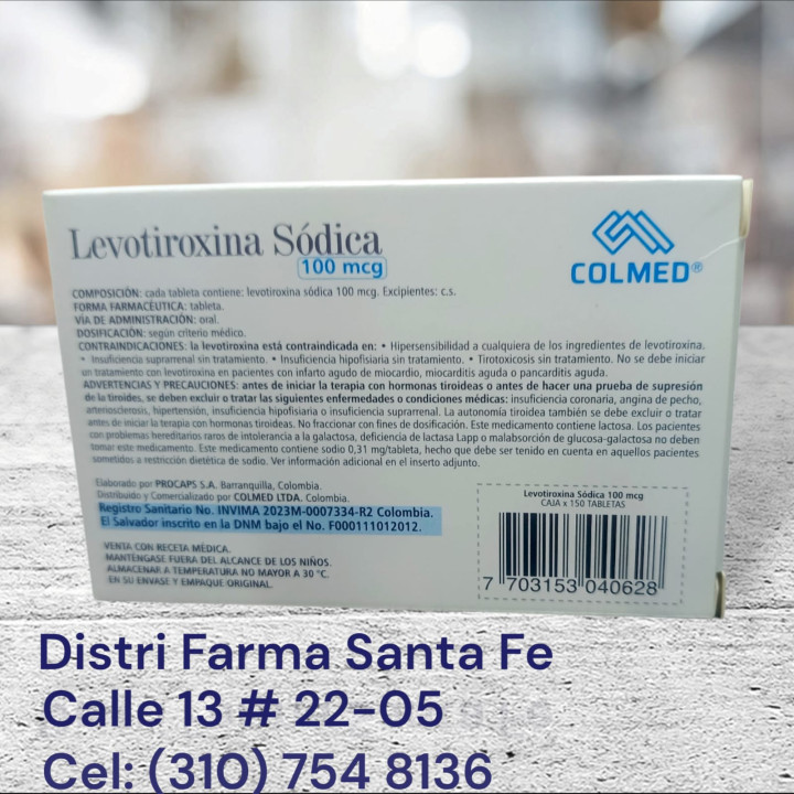 LEVOTIROXINA COLMED 100MCG X 150 TABLETAS