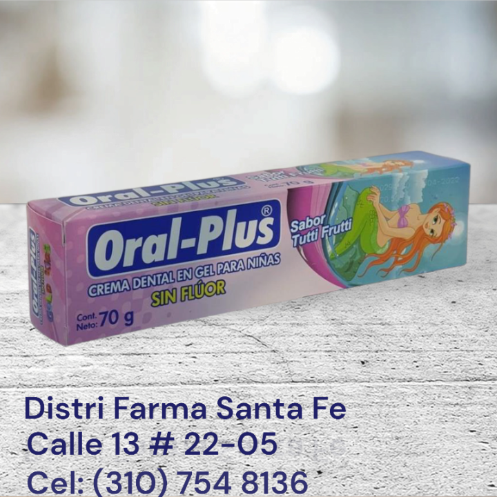 CREMA DENTAL KIDS ORAL-PLUS SIN FLUOR X 70GR (IVA)