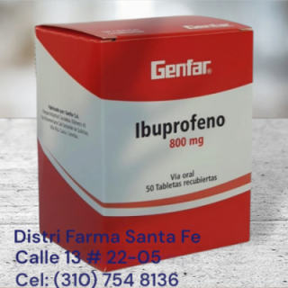 IBUPROFENO GENFAR 800MG X 50 TABLETAS (ROJO)