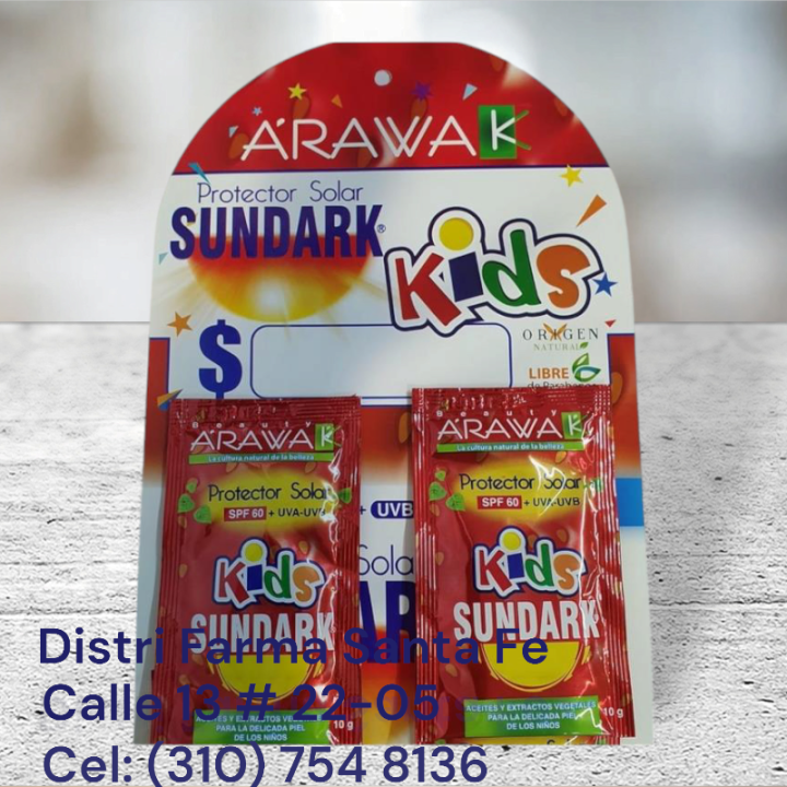 PROTECTOR SOLAR SUNDARK  NIÑOS X 12 SACHETS (IVA)