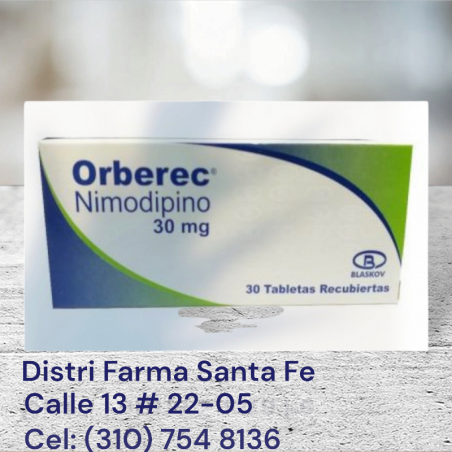 ORBEREC NIMODIPINO 30MG X 30 TABLETAS
