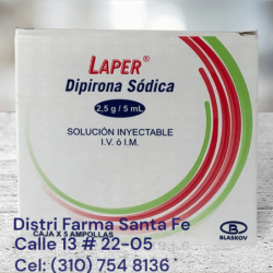 DIPIRONA SODICA 2.5G /5ML X 5 AMPOLLAS (LAPER)