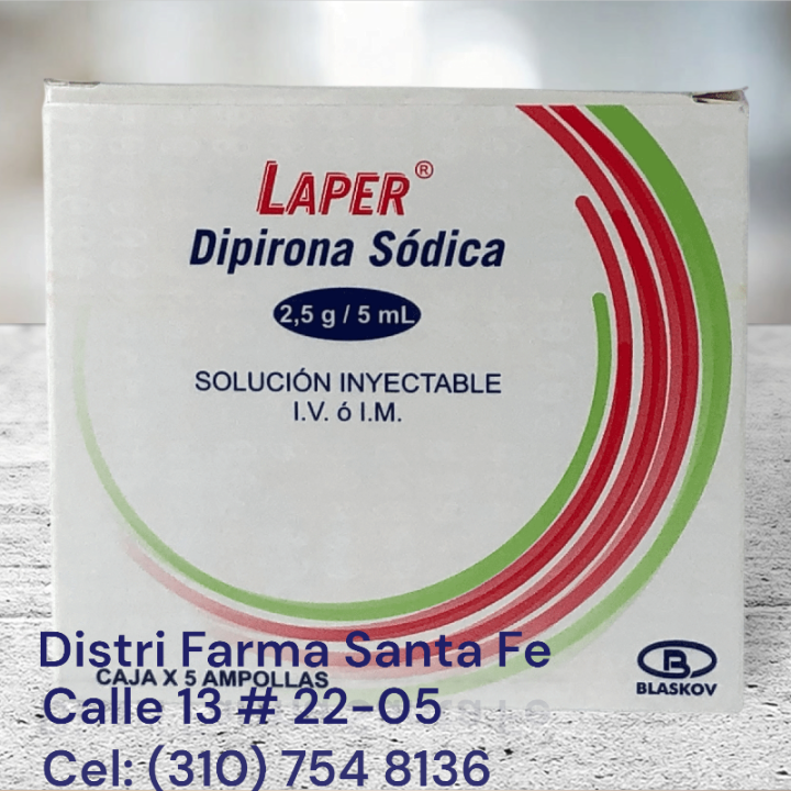 DIPIRONA SODICA 2.5G /5ML X 5 AMPOLLAS (LAPER)