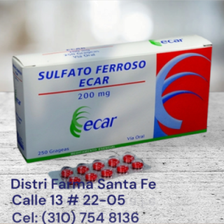 SULFATO FERROSO ECAR 300MG X 250 GRAGEAS (GRANDE)