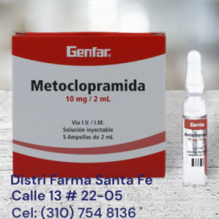 METOCLOPRAMIDA GENFAR 10MG/2ML  X 5 AMPOLLAS
