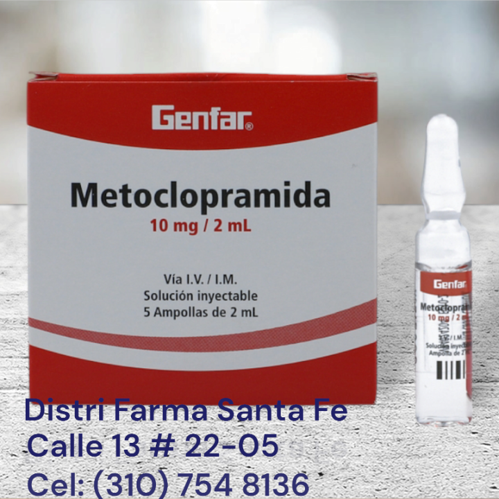 METOCLOPRAMIDA GENFAR 10MG/2ML  X 5 AMPOLLAS
